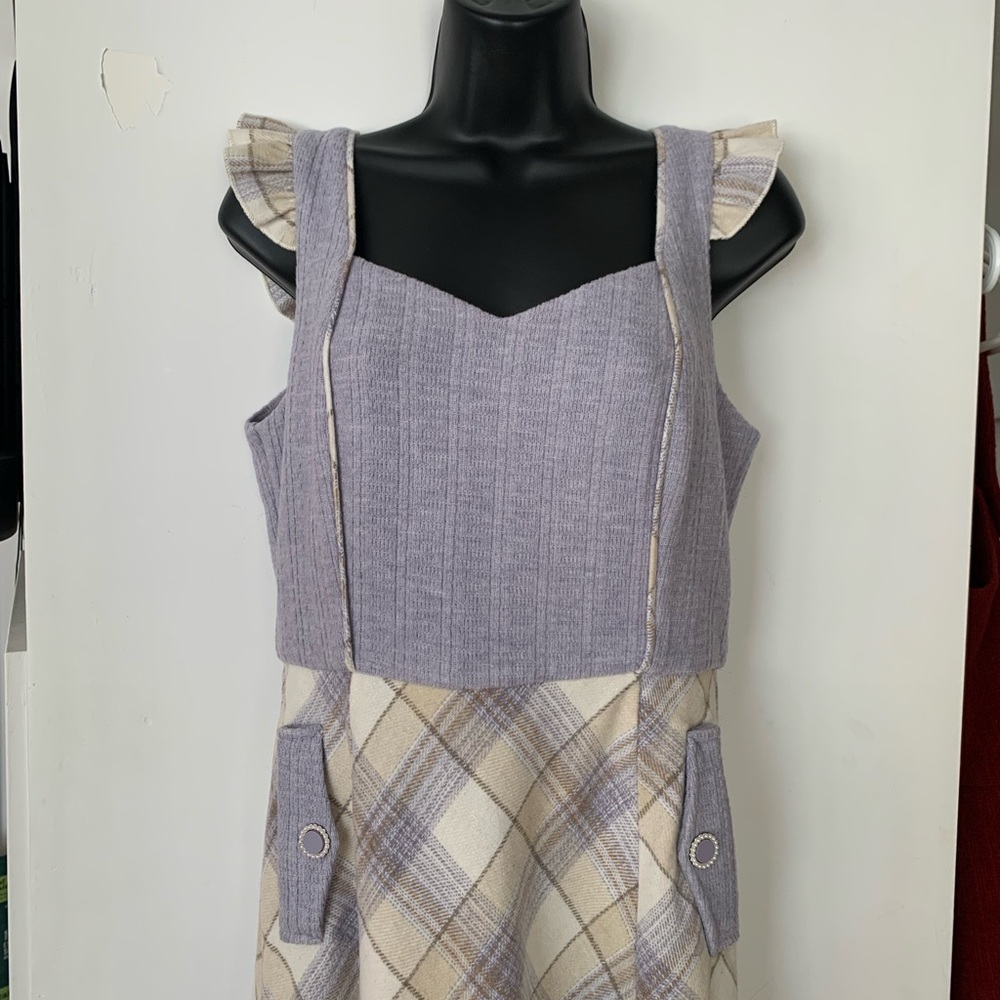 Elegant Plaid Dress with Button Details